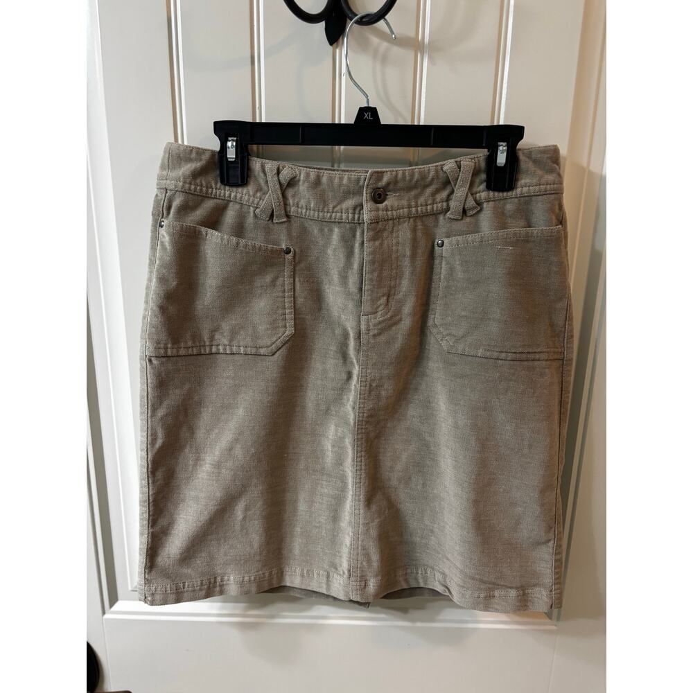 Size 8 corduroy skirt-good condition, above knee length skirt khaki colored